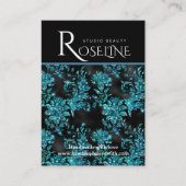 Elegantes Schwarz-Blau-geometrisches Schmuckstück Visitenkarte (Vorderseite)