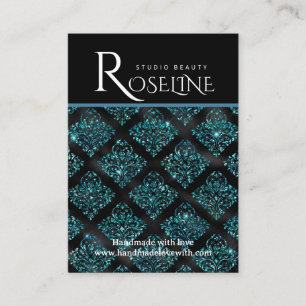Elegantes Schwarz-Blau-geometrisches Schmuckstück Visitenkarte