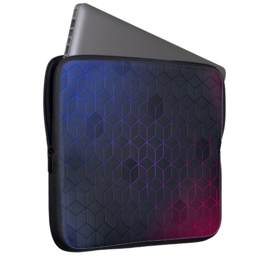 Elegantes Schwarz-Blau-Rot geometrisches Muster Laptopschutzhülle (Vorne Rechts)