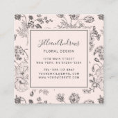 Elegantes Schwarz-Blumen-Design Beruflich Quadratische Visitenkarte (Rückseite)