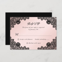 Elegantes Schwarz-Blütenblatt Hochzeit RSVP
