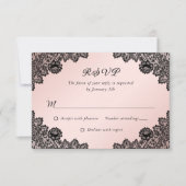 Elegantes Schwarz-Blütenblatt Hochzeit RSVP Karte (Vorderseite)