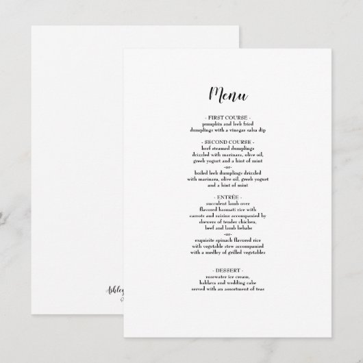 Elegantes Schwarz Bordered Wedding Dinner Menü Menükarte (Vorne/Hinten)