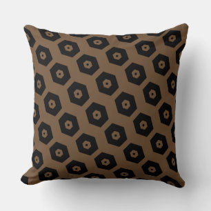 Elegantes Schwarz-Braun-Geometrisches Muster Kissen