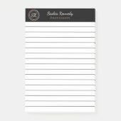 Elegantes Schwarz-Braun-Mix-Berufliches Monogramm Post-it Klebezettel (Vorderseite)