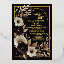 Elegantes Schwarz-Burgund und Gold Floral Boho