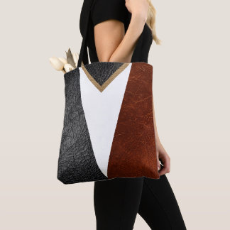 Elegantes Schwarz, Burgund, Weiß, Gold Imitat Lede Tasche