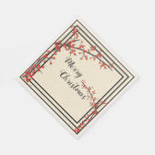 Elegantes Schwarz & Creme mit Roten Bereren Weihna Serviette (Ecke)