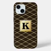 Elegantes Schwarz-Diamant-Muster Monogramm Case-Mate iPhone Hülle (Rückseite)