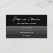 Elegantes schwarz-dunkelgraues Streifen Monogramm  Visitenkarte (Rückseite)