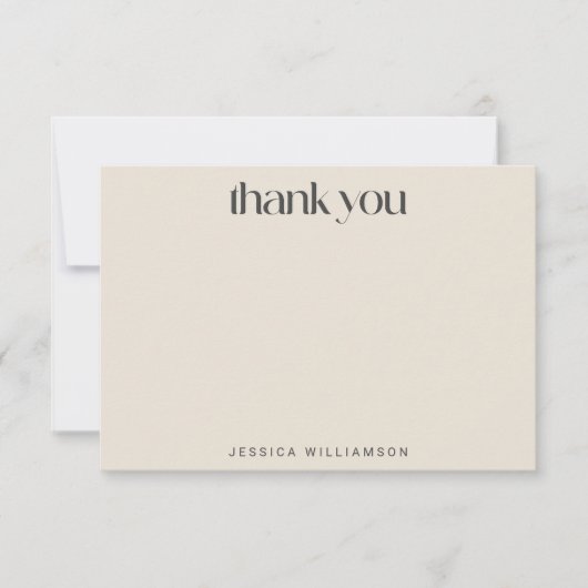 Elegantes Schwarz-Elfenbein-Mid-Mod-benutzerdefini Dankeskarte (Vorderseite)