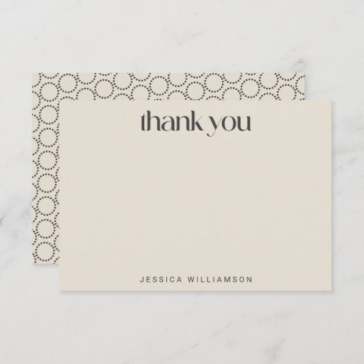 Elegantes Schwarz-Elfenbein-Mid-Mod-benutzerdefini Dankeskarte (Vorne/Hinten)