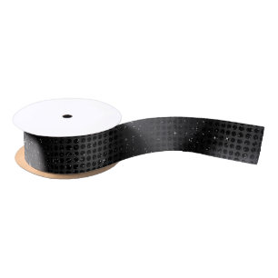 Elegantes Schwarz Faux Glitter Punkte Muster Satinband
