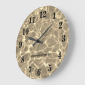 Elegantes Schwarz Fett Zahlen Ozeanisches Foto per Große Wanduhr (Winkel)