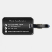 Elegantes Schwarz gebürstetes Metallic Gold Mit Mo Gepäckanhänger (Rückseite horizontal)