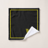 Elegantes Schwarz-Gelb-Monogramm Badhandtuch Set (Waschlappen)