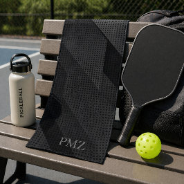 Elegantes Schwarz Geometrische Initialen Sport Handtuch