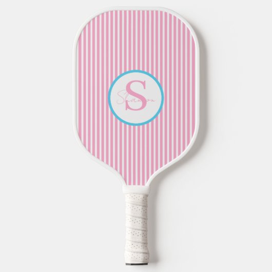 Elegantes, schwarz gestreiftes Monogramm-Picklebal Pickleball Schläger (Vorderseite)