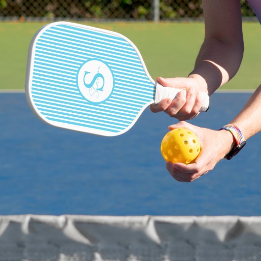 Elegantes, schwarz gestreiftes Monogramm-Picklebal Pickleball Schläger (InSitu)