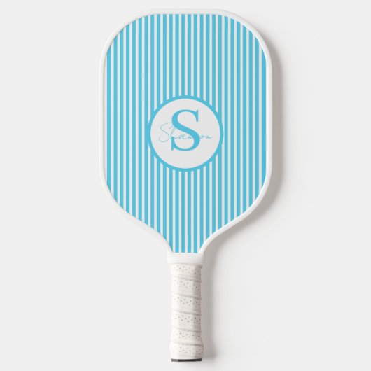 Elegantes, schwarz gestreiftes Monogramm-Picklebal Pickleball Schläger (Vorderseite)