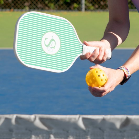 Elegantes, schwarz gestreiftes Monogramm-Picklebal Pickleball Schläger (InSitu)