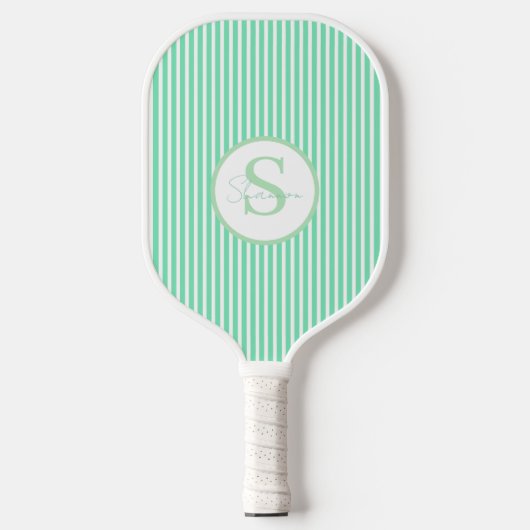 Elegantes, schwarz gestreiftes Monogramm-Picklebal Pickleball Schläger (Vorderseite)