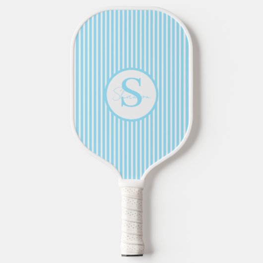 Elegantes, schwarz gestreiftes Monogramm-Picklebal Pickleball Schläger (Vorderseite)