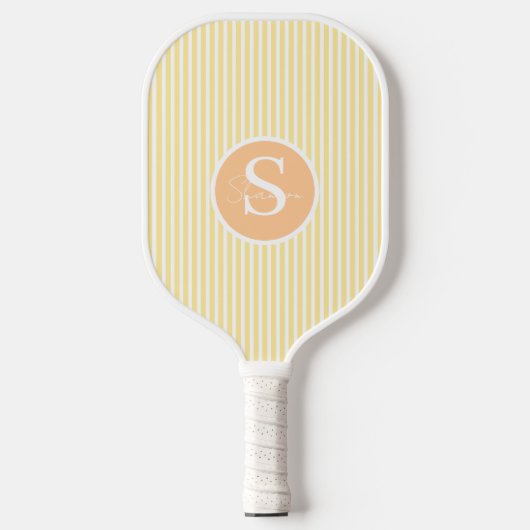 Elegantes, schwarz gestreiftes Monogramm-Picklebal Pickleball Schläger (Vorderseite)