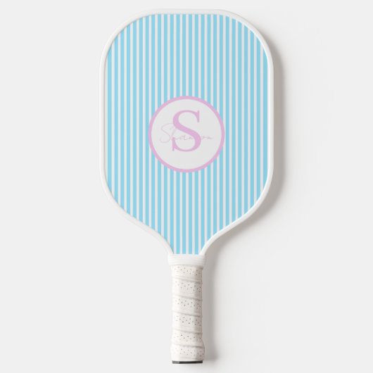 Elegantes, schwarz gestreiftes Monogramm-Picklebal Pickleball Schläger (Vorderseite)