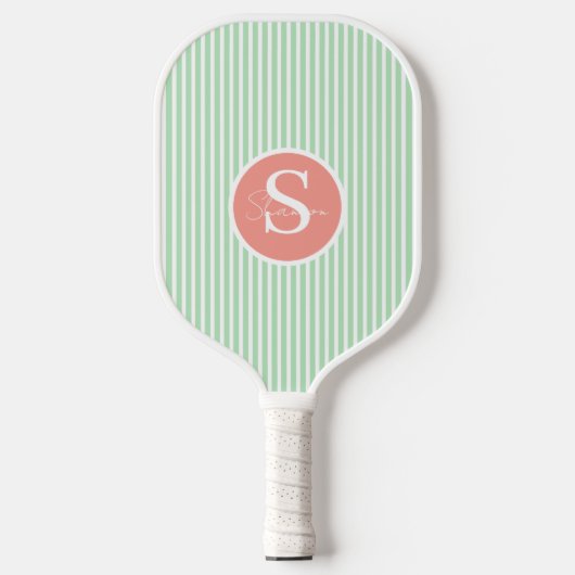 Elegantes, schwarz gestreiftes Monogramm-Picklebal Pickleball Schläger (Vorderseite)