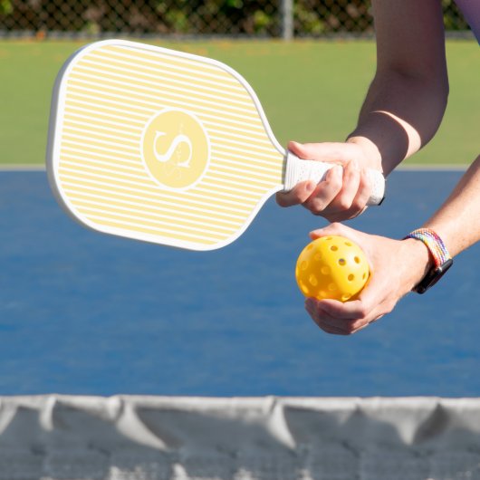 Elegantes, schwarz gestreiftes Monogramm-Picklebal Pickleball Schläger (InSitu)