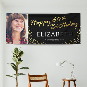 Elegantes Schwarz-Gold-60.-Geburtstagsbild Banner
