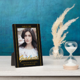 Elegantes Schwarz-Gold-Abschluss-Foto Fotoplatte