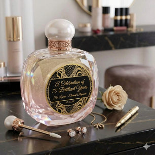 Elegantes Schwarz-Gold-Achat-70.-Geburtstags-Gesch Runder Aufkleber
