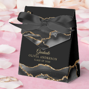 Elegantes Schwarz & Gold Achat Abschluss Geschenkschachtel