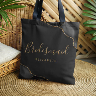 Elegantes Schwarz-Gold-Achat-Dunkel-Brautjungfer Tasche