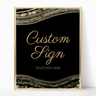 Elegantes Schwarz-Gold-Achat-Schild mit individuel Poster