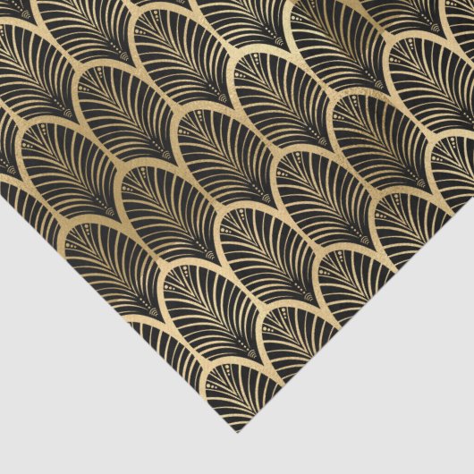 Elegantes Schwarz-Gold Art Deco Design Seidenpapier (Detail)