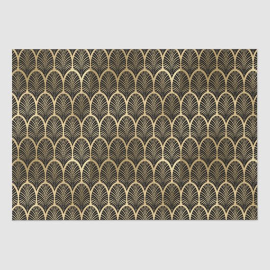 Elegantes Schwarz-Gold Art Deco Design Seidenpapier (Vorderseite)