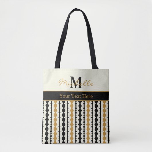Elegantes Schwarz-Gold-Art-Deco-Muster Tasche (Vorderseite)