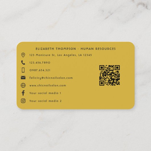 Elegantes Schwarz-Gold-Black-Frauen-Boss-Branding Visitenkarte (Rückseite)