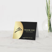 Elegantes Schwarz & Gold Dankeskarte (Rückseite)