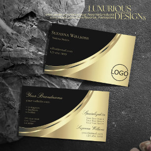 Elegantes Schwarz-Gold-Dekor mit luxuriösen Logos Visitenkarte
