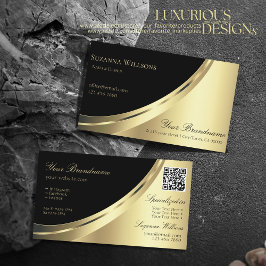 Elegantes Schwarz-Gold-Dekor mit QR-Code Luxury Visitenkarte