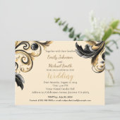 Elegantes Schwarz-Gold-Design Einladung (Stehend Vorderseite)