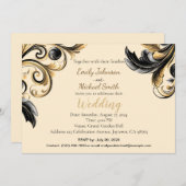 Elegantes Schwarz-Gold-Design Einladung (Vorne/Hinten)