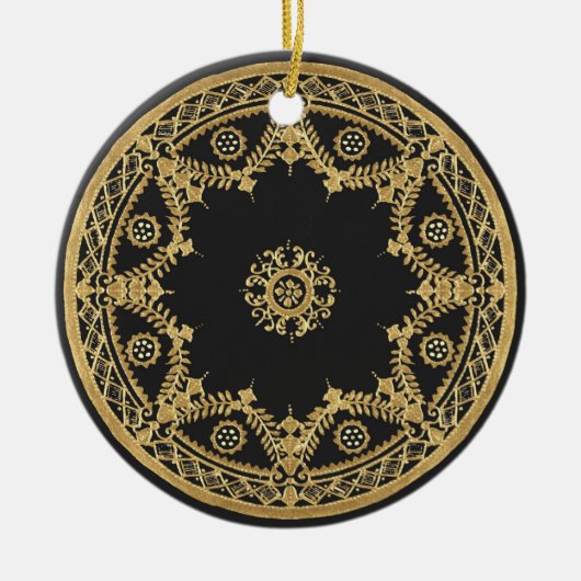 Elegantes Schwarz-Gold-Design Keramik Ornament (Vorne)