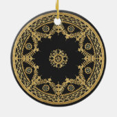 Elegantes Schwarz-Gold-Design Keramik Ornament (Hinten)