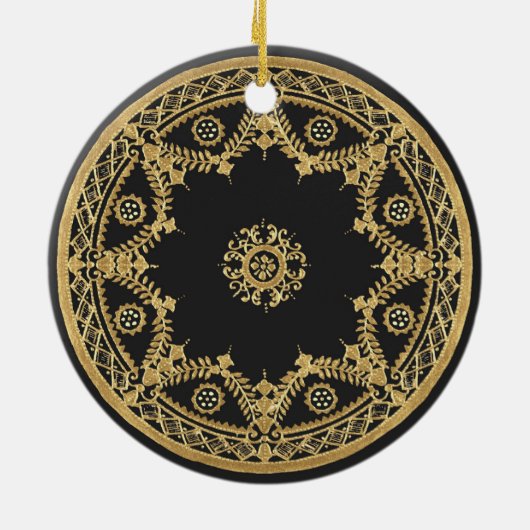 Elegantes Schwarz-Gold-Design Keramik Ornament (Hinten)