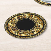 Elegantes Schwarz-Gold-Design Runder Pappuntersetzer (Angewinkelt)